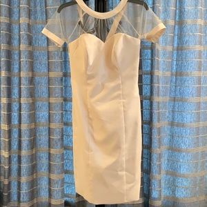 Champagne Tulle & Satin Sheath Cocktail Dresses